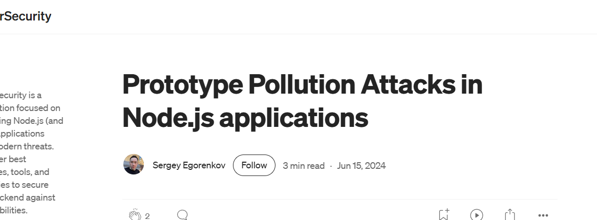 Node JS Prototype chain pollution · Delete's blog